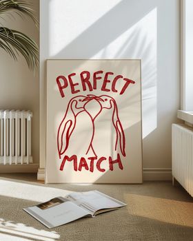 Perfect Match Penguin Anniversary / Valentines Art Print