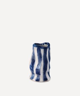 Navy Candy Stripe Candle Holder