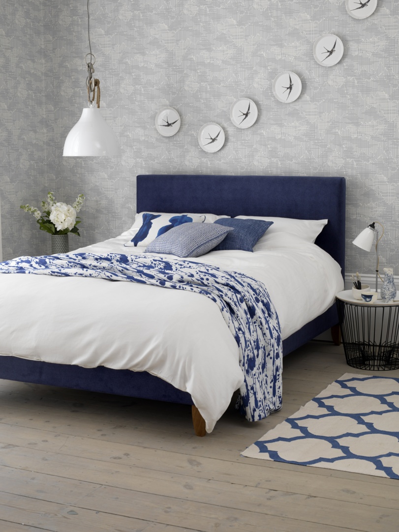 Burdock Double Bed Frame In Denim