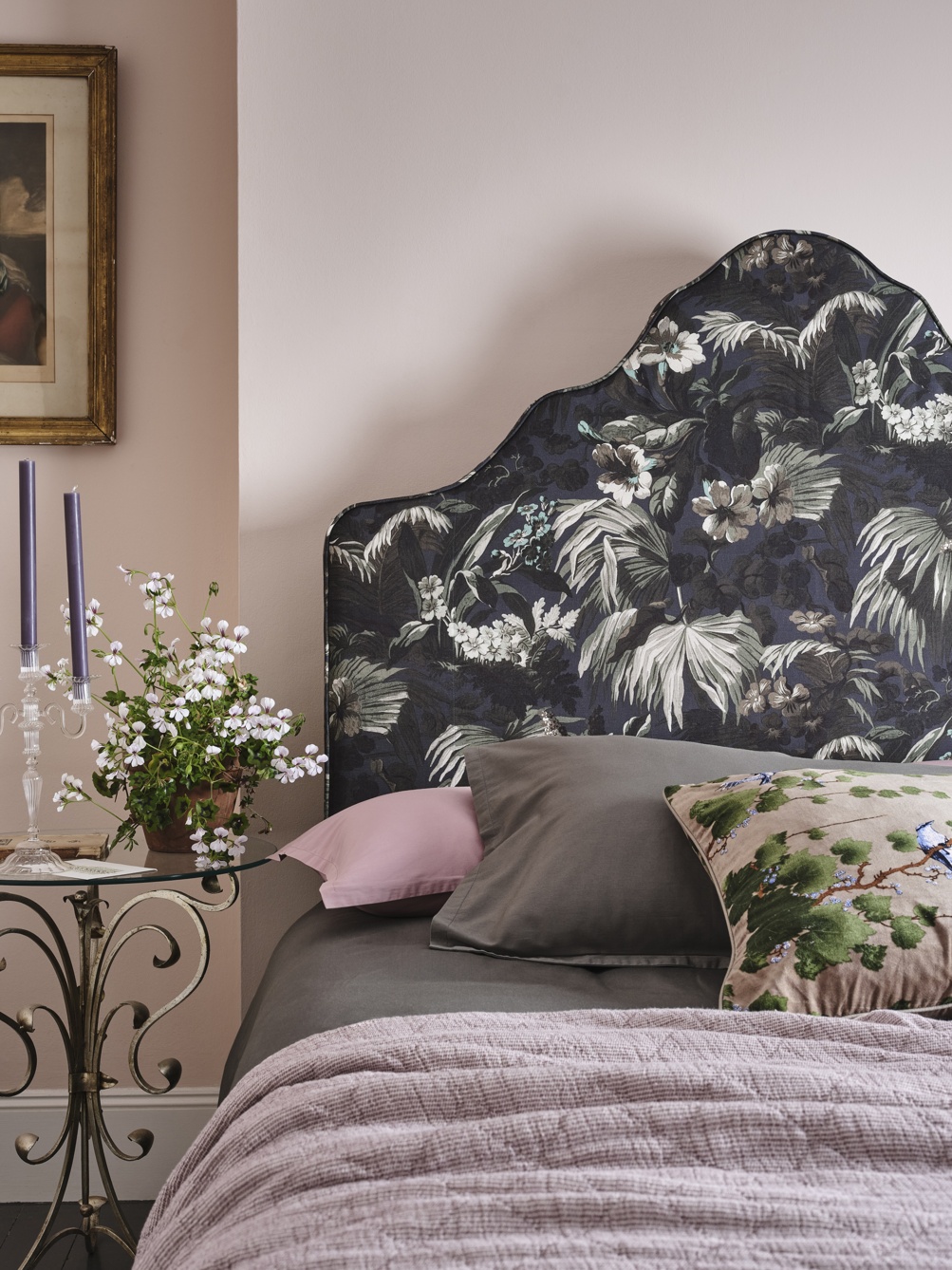 Rose King Size Bed Frame upholstered in bespoke fabric