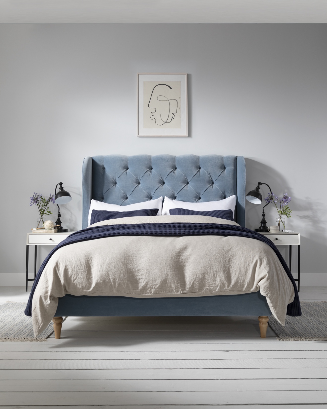 Camelia King Bed Frame High Tail Board in Atol www.buttonandsprung.com