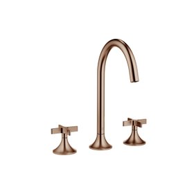 Vaia Three Hole Mixer Tap Cross Handles In Brushed Bronze.www.dornbracht.com