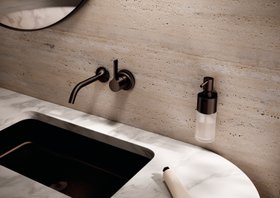 Vaia wall mounted single lever basin mixer in Brushed Dark Bronze