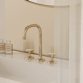 Coya three hole basin mixer in Champagne (22kt Gold) www.dornbracht.com