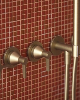 Folio Wall Mounted Bath Mixer In Warm Brass