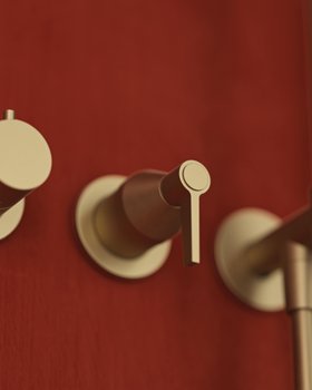 Folio Wall Mounted Shower Mixer In Warm Brass