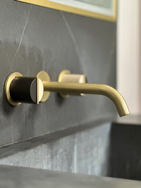 Wall-Mounted Macaron Basin Tap In Warm Brass