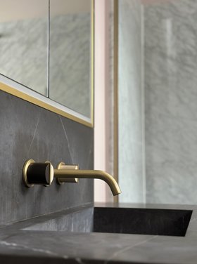 Wall-Mounted Macaron Basin Tap In Warm Brass