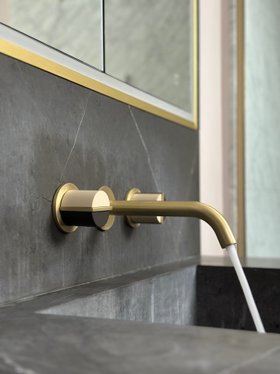 Wall-Mounted Macaron Basin Tap In Warm Brass