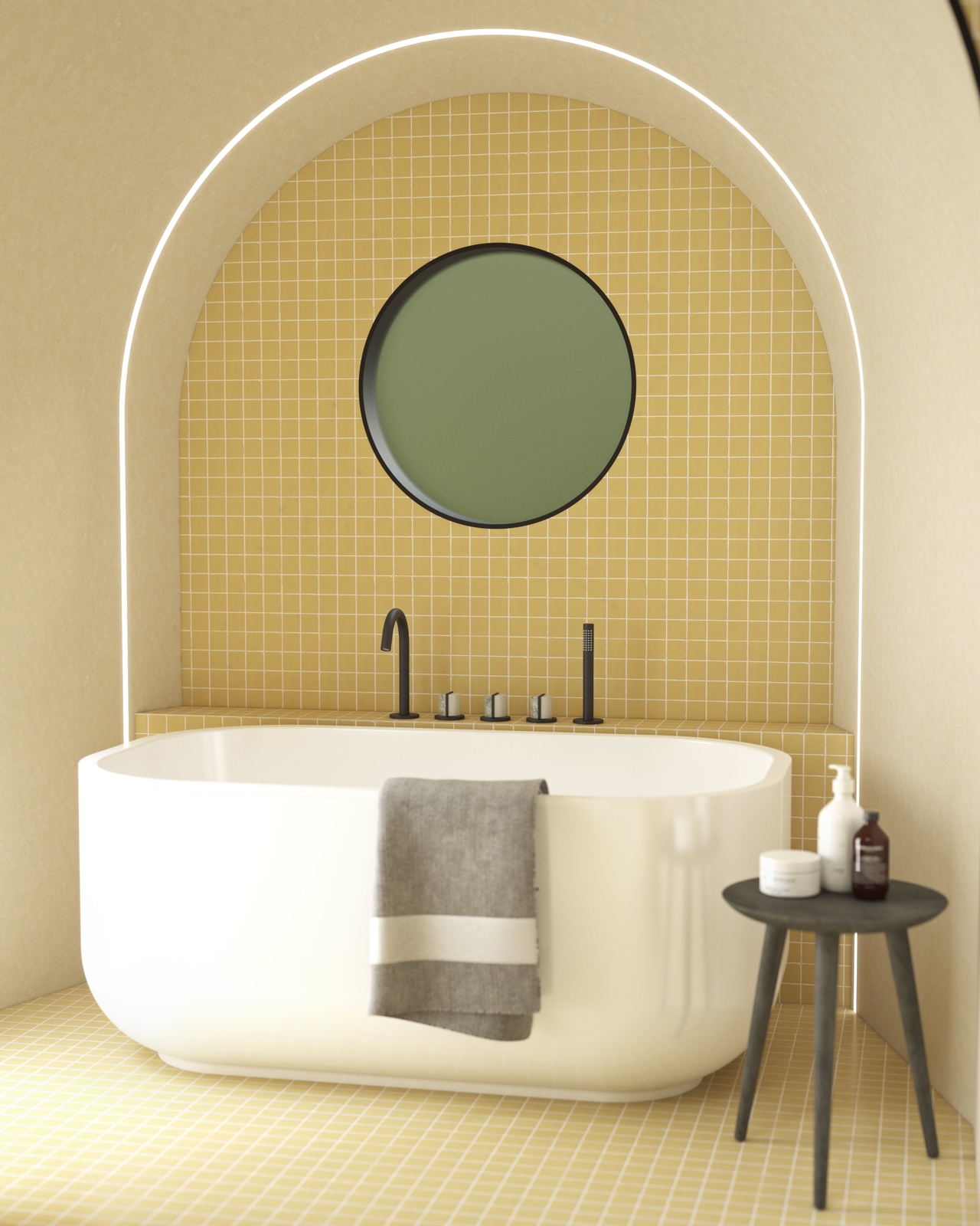 Deck Mounted Bath Set With Handshower And Swan Spout In Soft Black