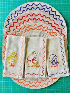 Embroidered Easter Napkins (Set of 3)