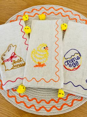 Embroidered Easter Napkins (Set of 3)