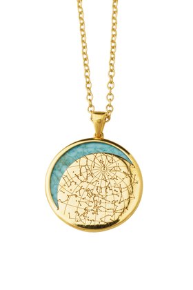 18k Gold Vermeil 25mm Eclipse Bezel Necklace with a Turquoise Gemstone