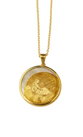18k Gold Vermeil Zodiac 'Virgo' Eclipse Bezel necklace with a Mother of Pearl Necklace