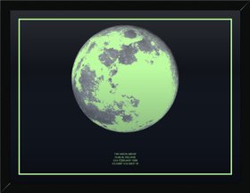 Glow in the dark Moon Phase Print with a black frame. 50x70cm