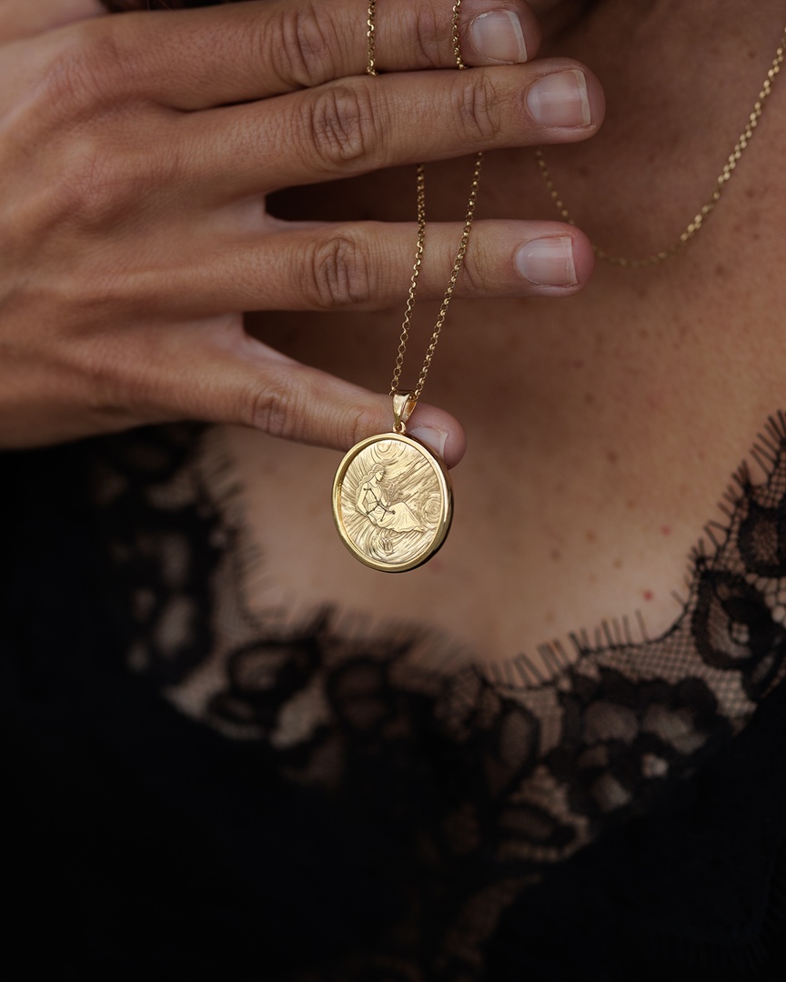 Virgo 18k Gold Vermeil 20mm Bezel Zodiac Necklace