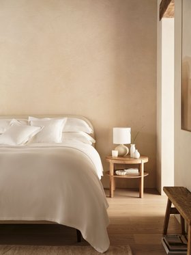 The White Company Pure Linen Bed Linen Collection From £40, Arden Cushion And Bedspread Collection From £35, Milford Table Lamp £155