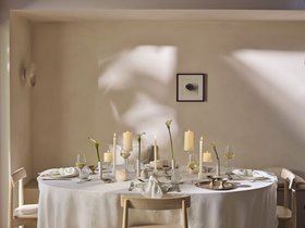 The White Company Pure Linen Napkins Set Of 4 £55, Symons Bone China Dining Collection From £12, Pure Linen Tablecloth From £130