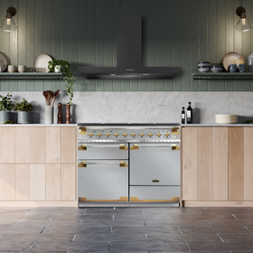 Elise Luxe 110cm dual fuel range cooker in Stainless Steel with Antique Brass trim