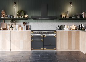 Elise Luxe 110cm induction range cooker in Slate with Antique Brass trim