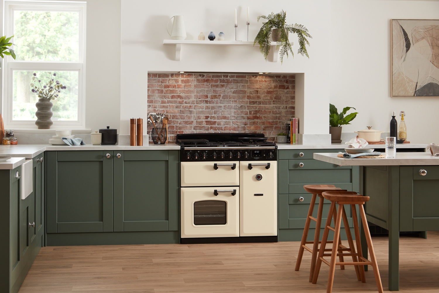 Classic Deluxe 100cm dual fuel range cooker in Pale Cream with Chrome trim