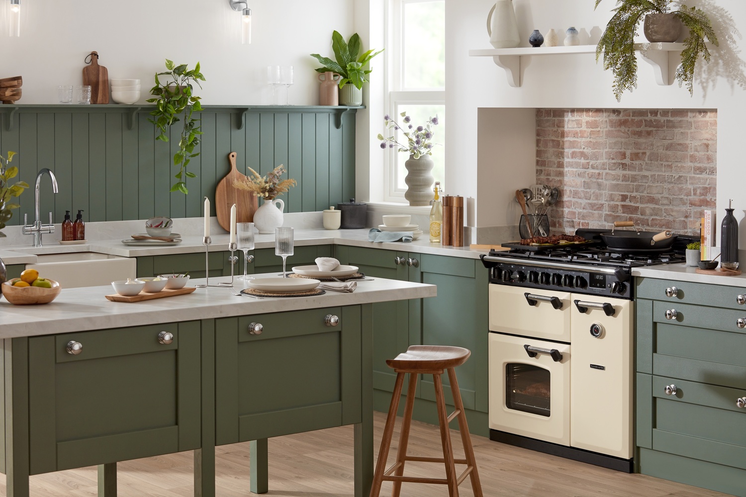 Classic Deluxe 100cm dual fuel range cooker in Pale Cream with Chrome trim