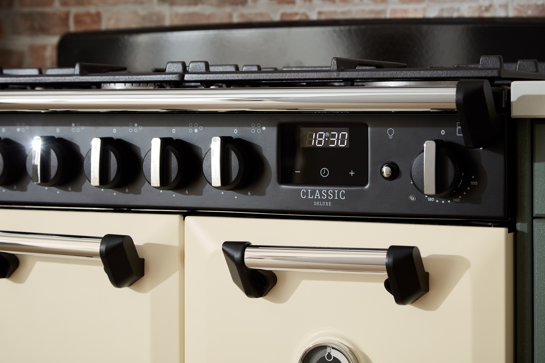 Classic Deluxe 100cm dual fuel range cooker in Pale Cream with Chrome trim