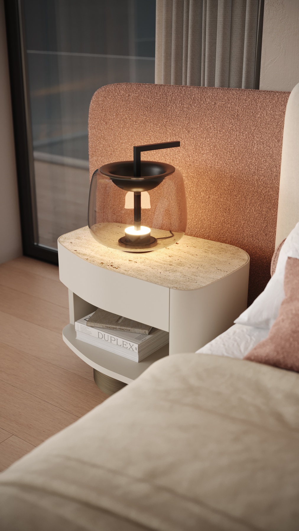 Warm Mocha Mousse Bedroom with Soft Textures and Natural Wooden Accents