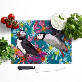 Aviflora Puffins Teal Glass Worktop Saver