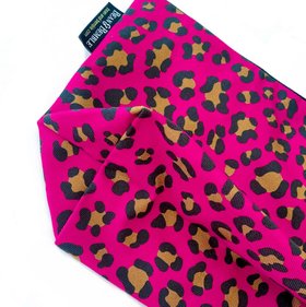 Hot Pink Leopard Print Cotton Cosmetic Zip Bag / Travel Pouch