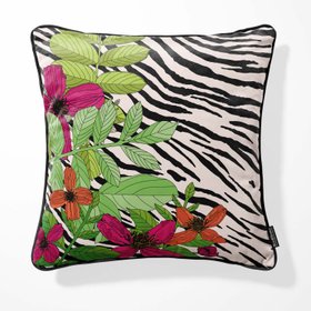 Tiger Stripe Floral Velvet Cushion