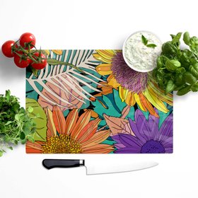 Summer Poppies Black Floral Glass Worktop Saver