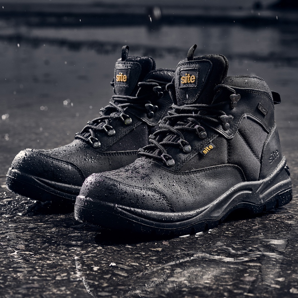 Site Onyx Black Waterproof Steel Toe Cap Safety Boots