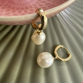 Modern Single Pearl Hoop Earrings