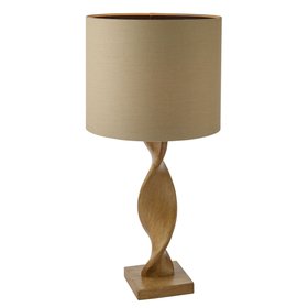Table Lamp In Oak Effect Resin