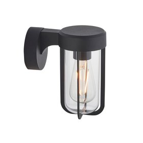 Endon Lucca Outdoor Wall Light in Textured Black and Clear Glass CO