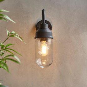 Endon Truro Outdoor Wall Light in Textured Black and Clear Glass 2