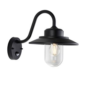 Endon Thornton Outdoor Wall Light in Matt Black and Clear Glass CO