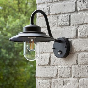 Endon Thornton Outdoor Wall Light in Matt Black and Clear Glass 2