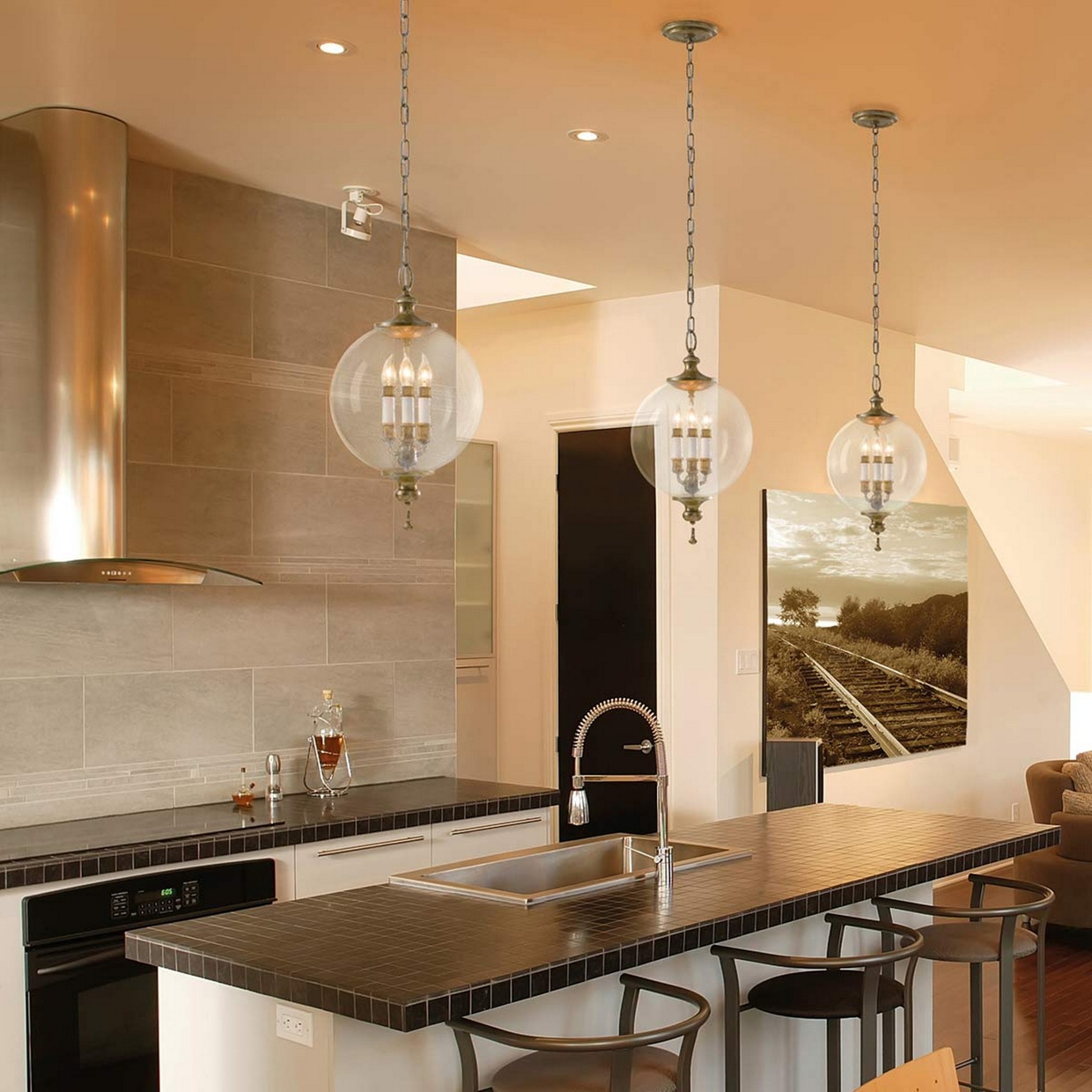 Feiss Argento Pendant Light with Glass Orb