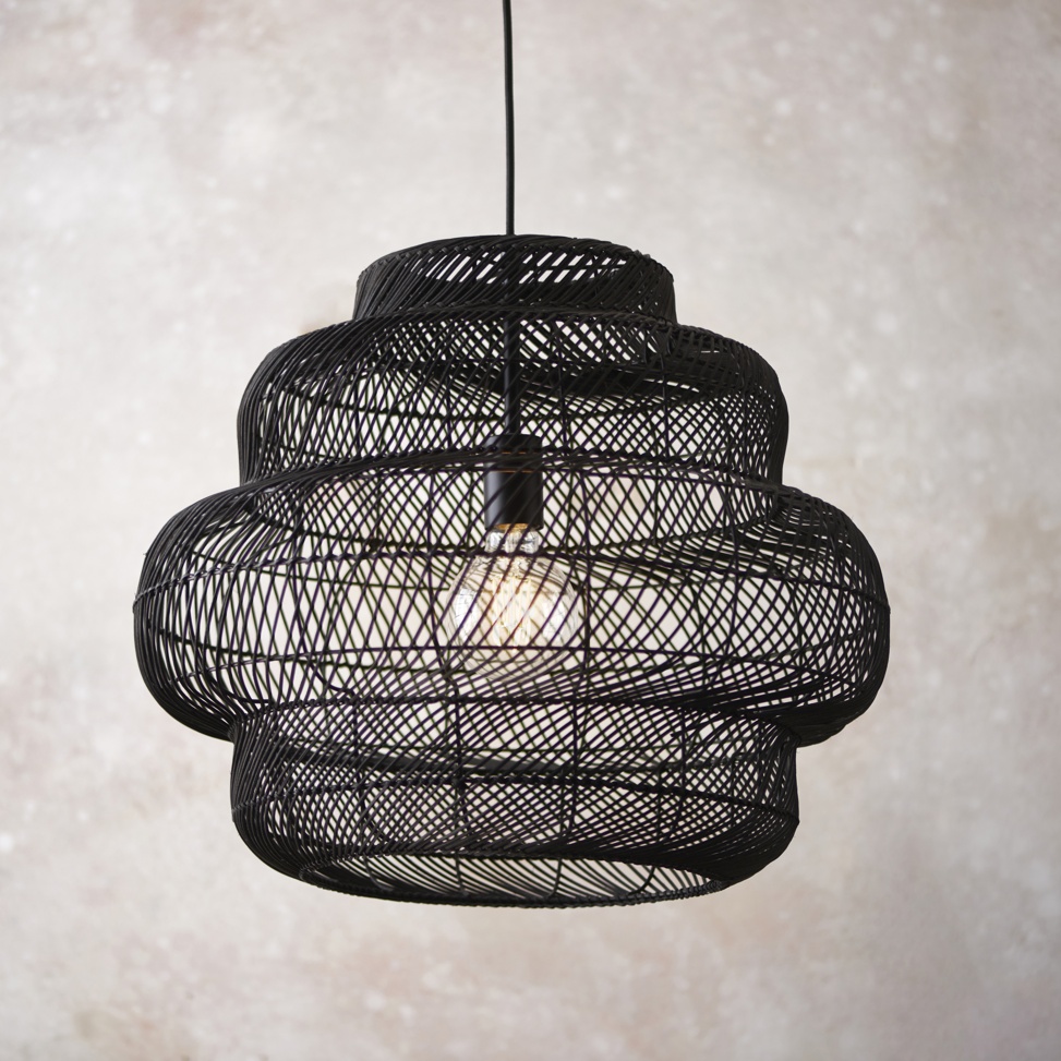 Caspen Tavira Single Pendant Light Black Rattan Shade 3