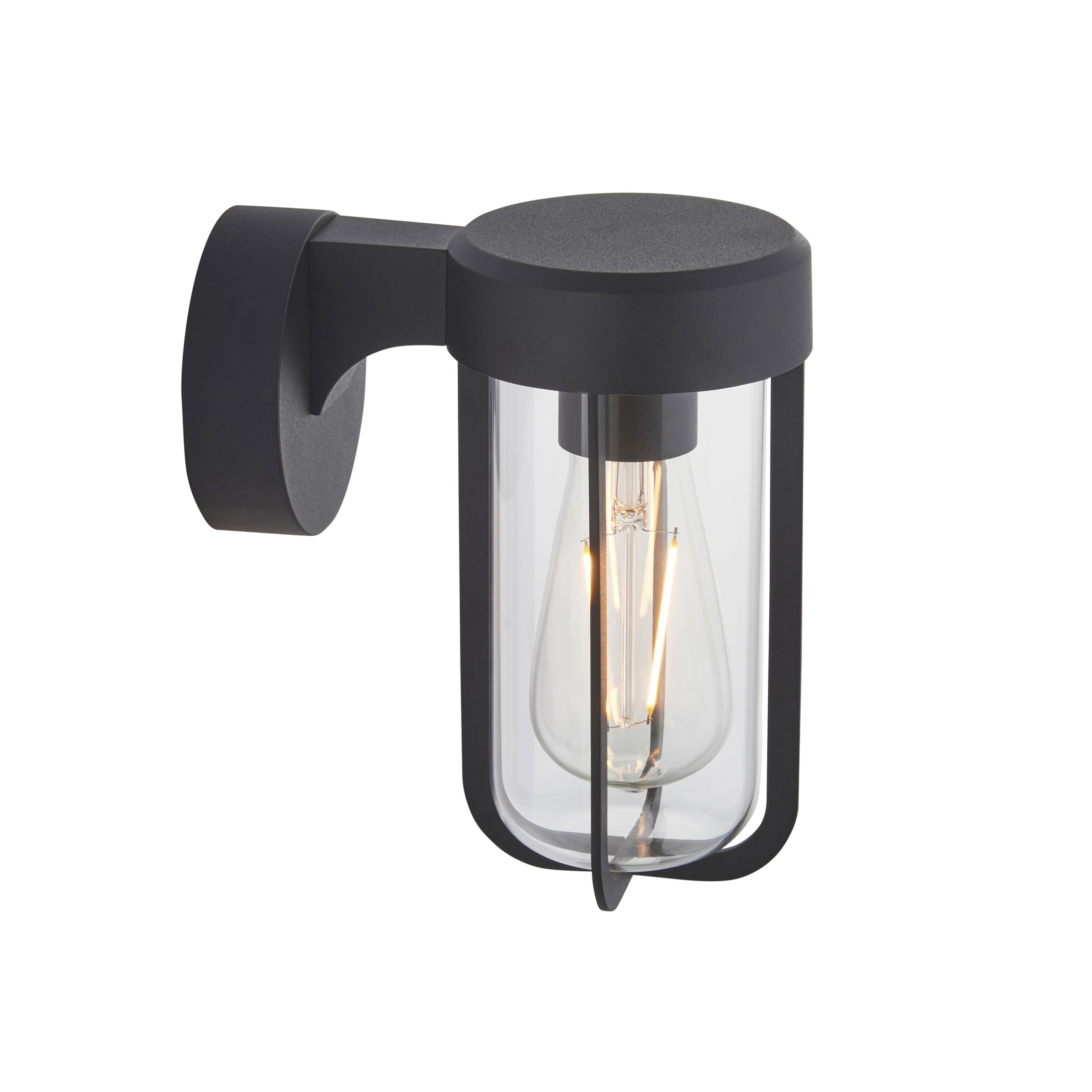 Endon Lucca Outdoor Wall Light in Textured Black and Clear Glass CO
