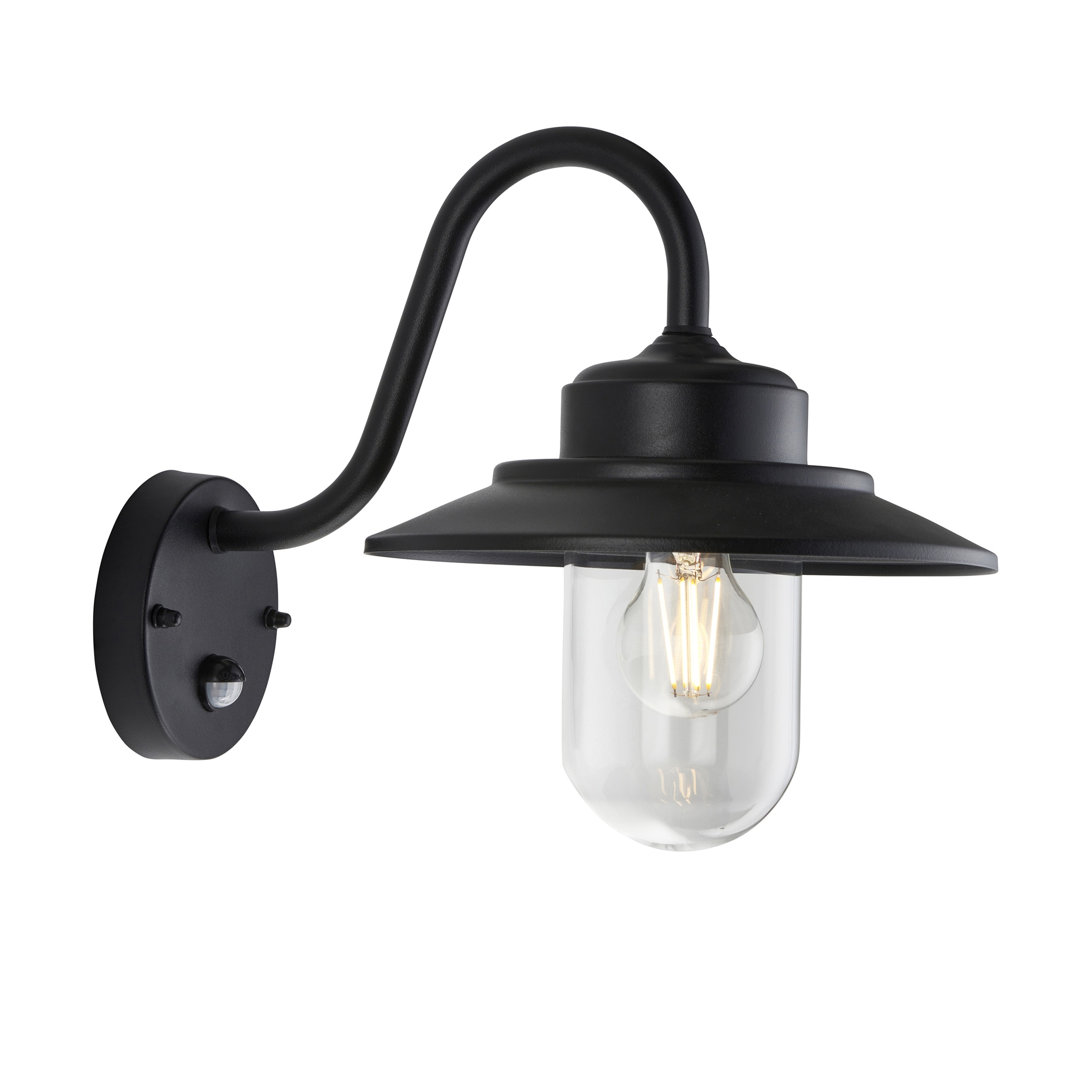 Endon Thornton Outdoor Wall Light in Matt Black and Clear Glass CO