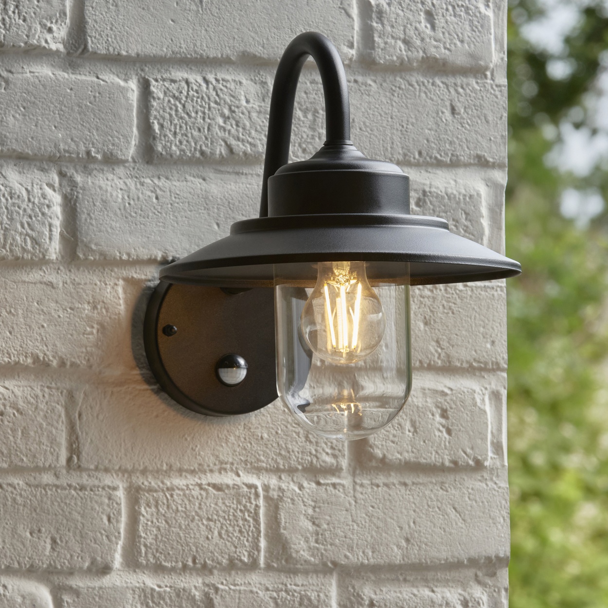 Endon Thornton Outdoor Wall Light in Matt Black and Clear Glass 1
