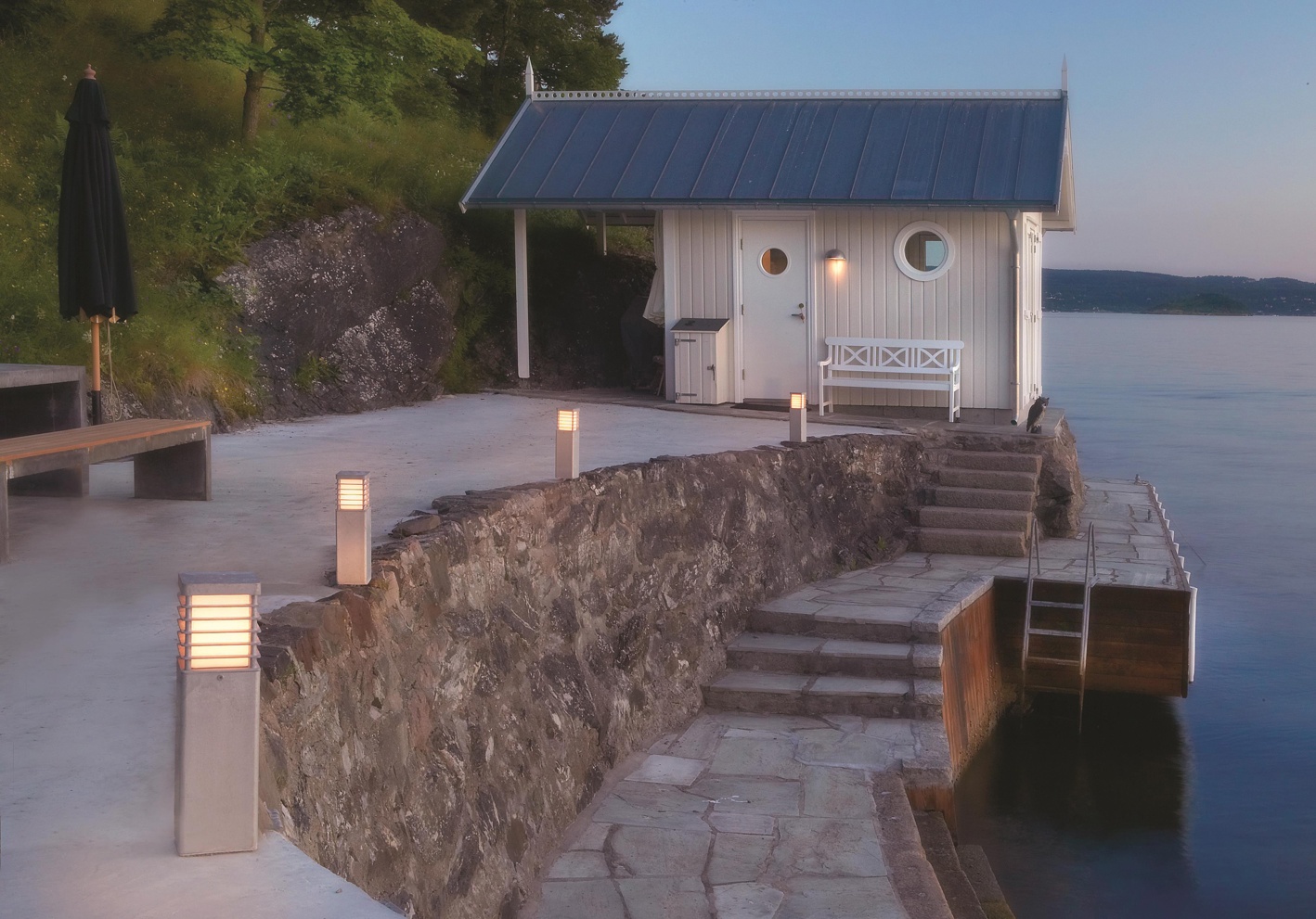 Norlys Halmstad Medium Outdoor Bollard in Galvanised Finish