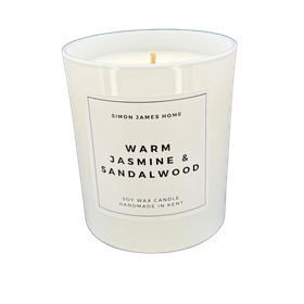 Warm Jasmine & Sandalwood Handmade Soy Wax Candle