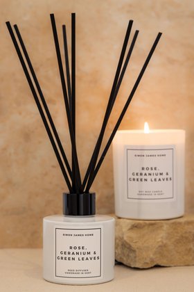 Rose, Geranium & Green Leaves Candle & Reed Diffuser Bundle