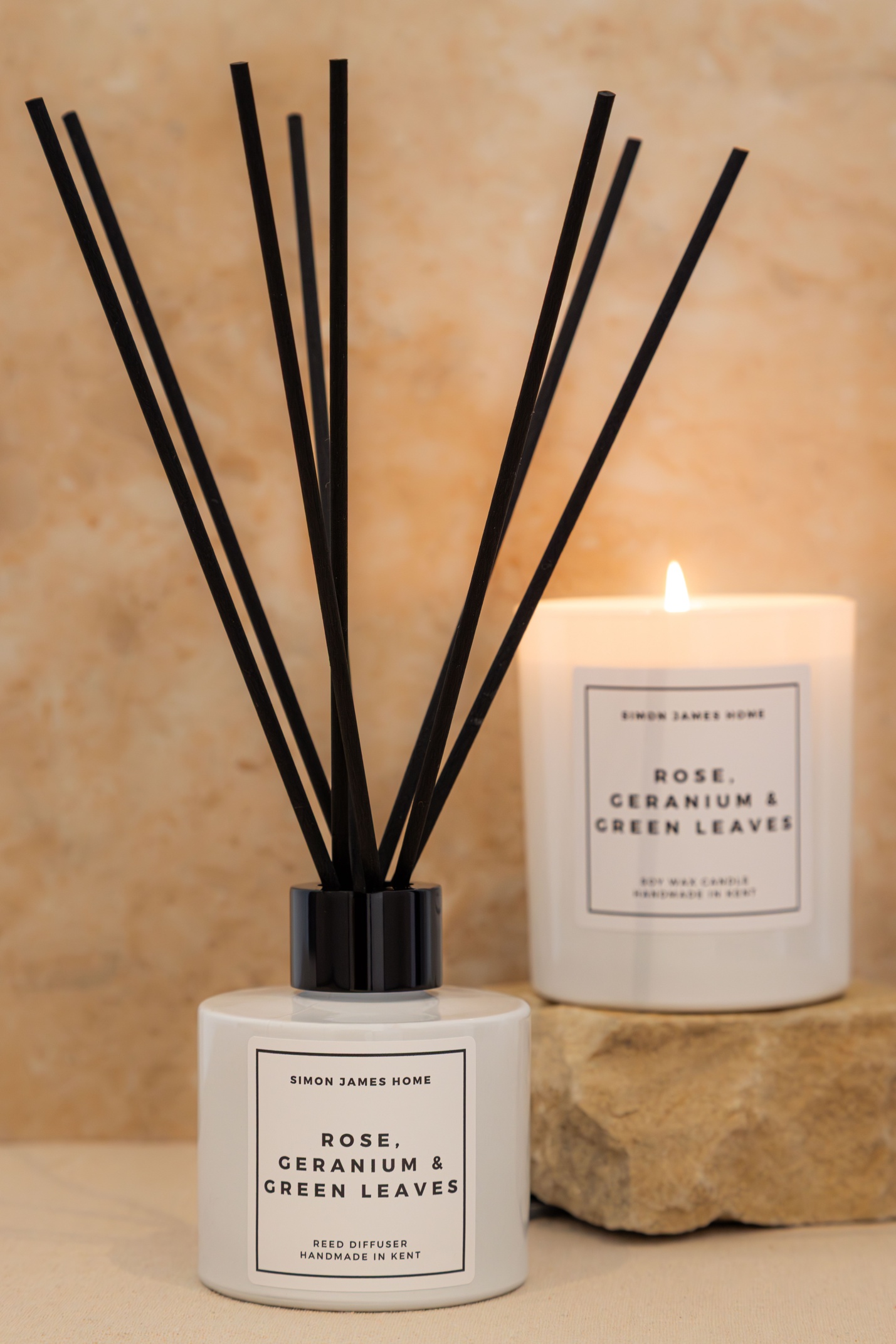 Rose, Geranium & Green Leaves Candle & Reed Diffuser Bundle