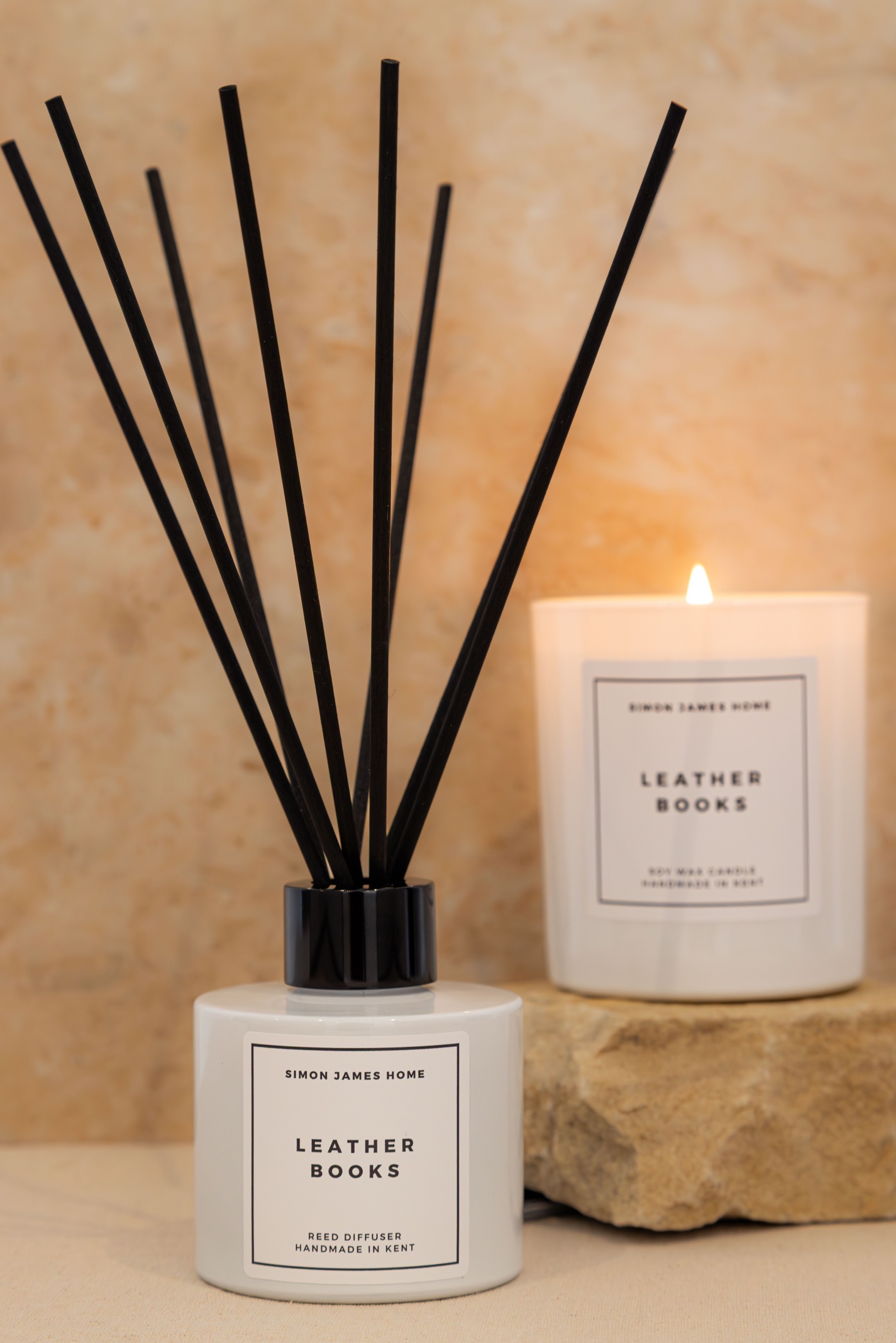 Leather Books Candle & Reed Diffuser Bundle
