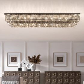 Rectangular Smoked Cut Crystal Ceiling Light